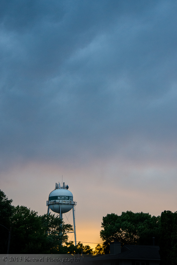 Cloudy sunset over NL water tower