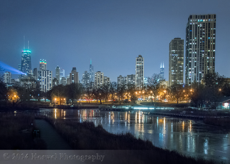 Cold winter night in Chicago