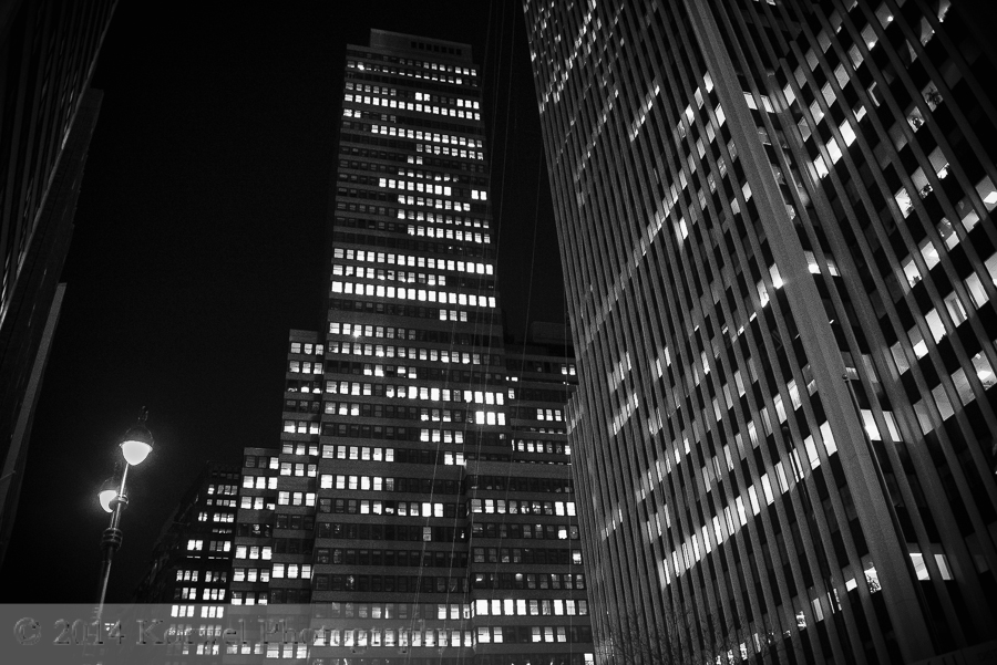 Avenue of the Americas (6th Ave) in NYC at night. Delicious BW Portrait Special, Sharpen Crispy and Vignette 04 Cornero.