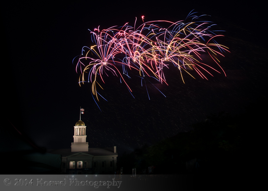 Fireworks over Old Capitol, Iowa CIty