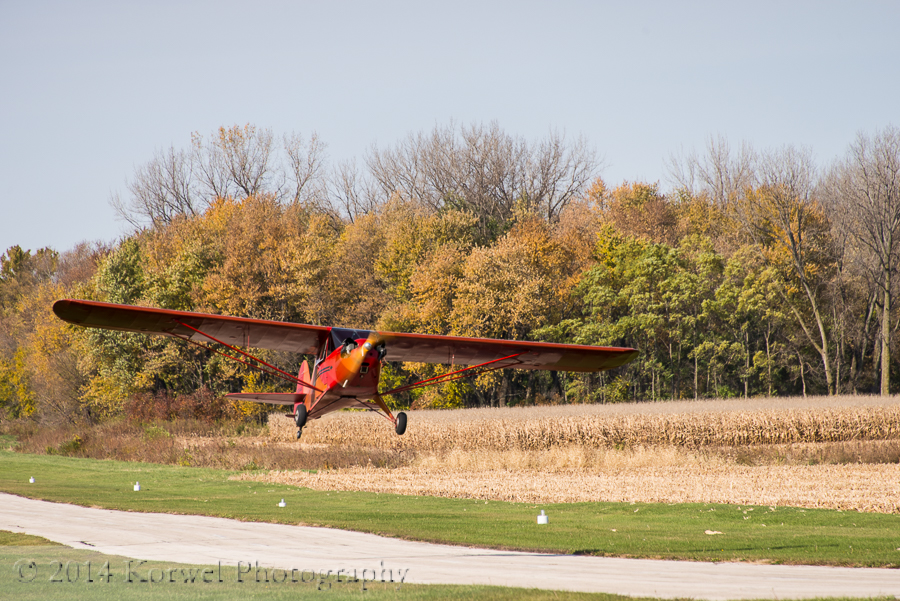 Taylorcraft taking off Green Castle, Oxford, Iowa