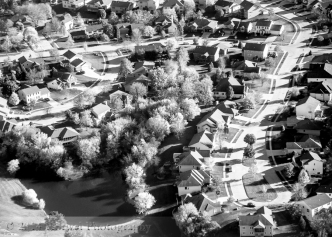 Aerial of autumn in Iowa City